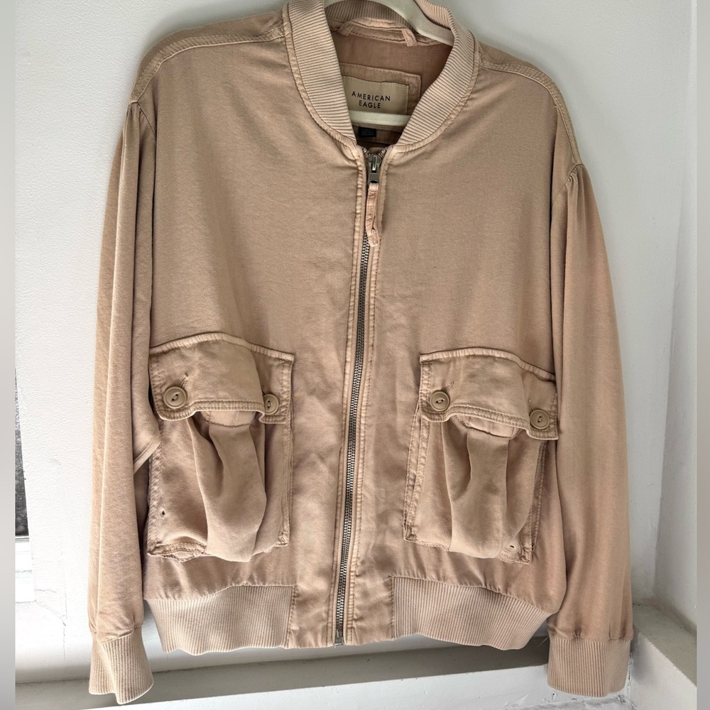 American Eagle khaki bomber jacket